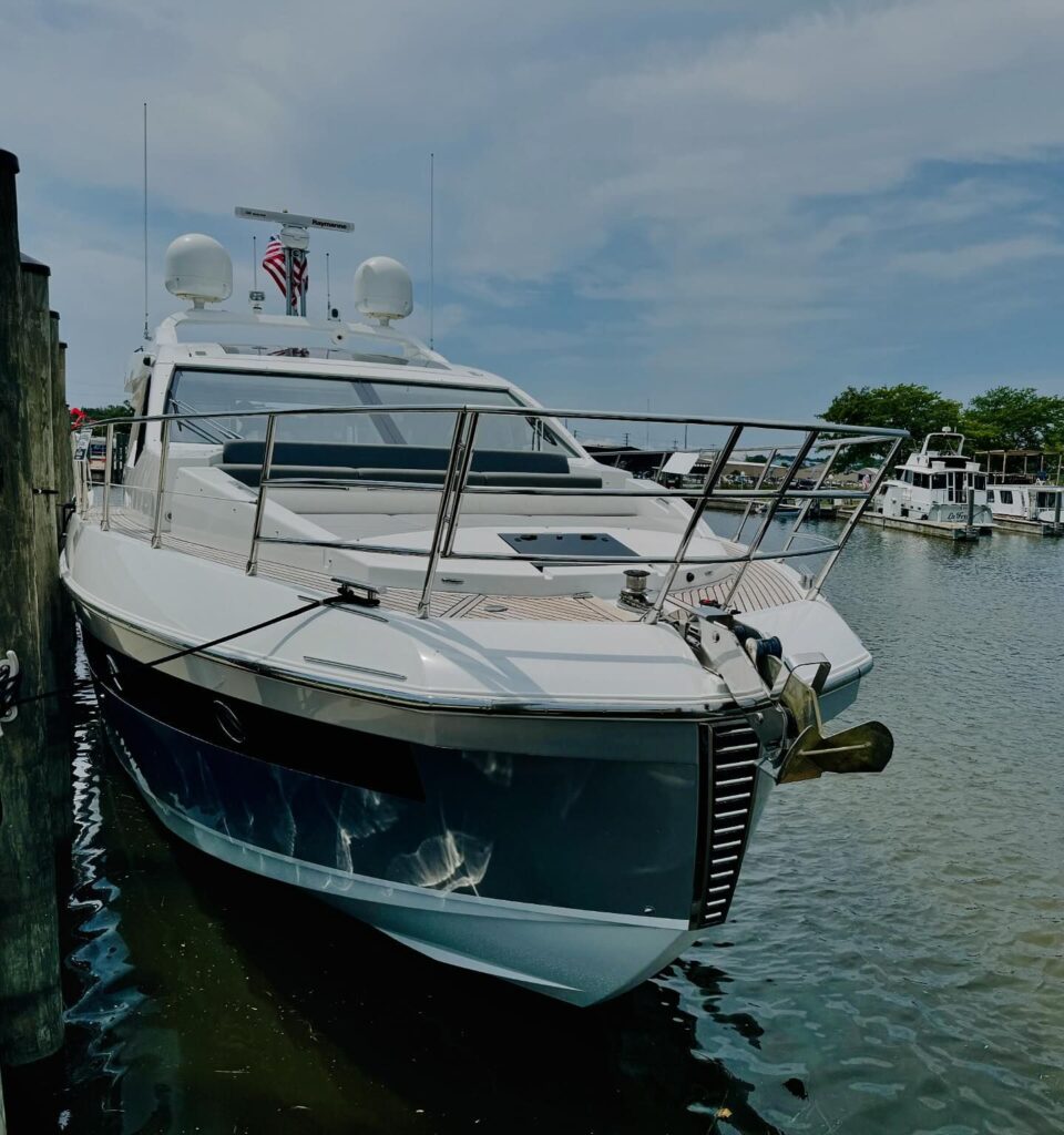 Lake Michigan in-water condition and value survey of a 2014 Azimut Yachts 55-S Sport Yacht with triple IPS 600 engines and pod drives, conducted by Bluefin Marine Consultants in Grand Haven, MI.