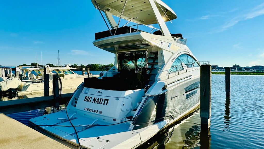 Grand Haven Michigan local marine Survey and trial run on a 2019 Cruisers Yachts Cantius 54 Fly.